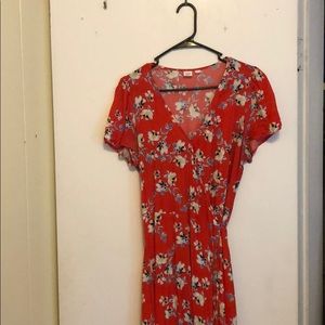 Gap Red Floral wrap dress
